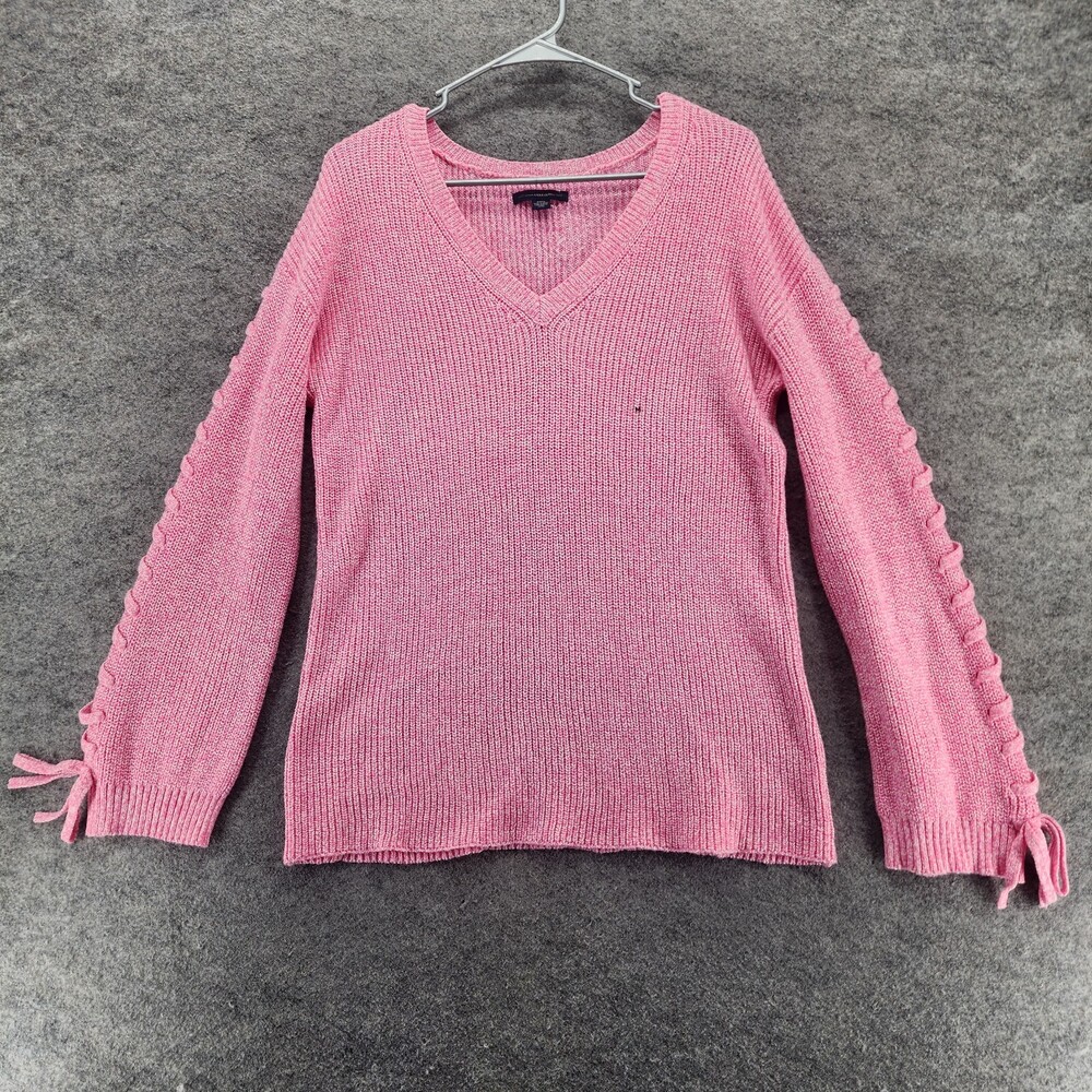 American Eagle Sweater Womens Medium Long Sleeve Pink V Neck